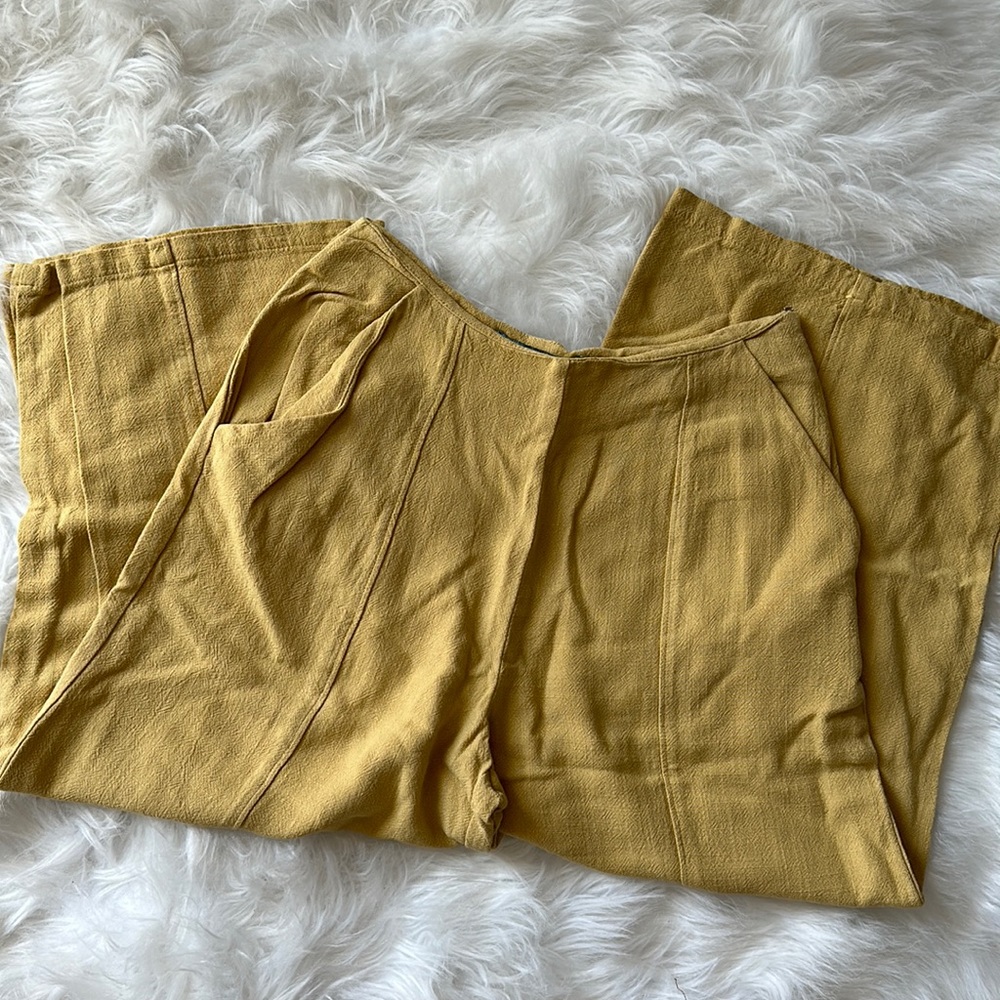 Mustard Yellow Cropped Wide Leg Pants